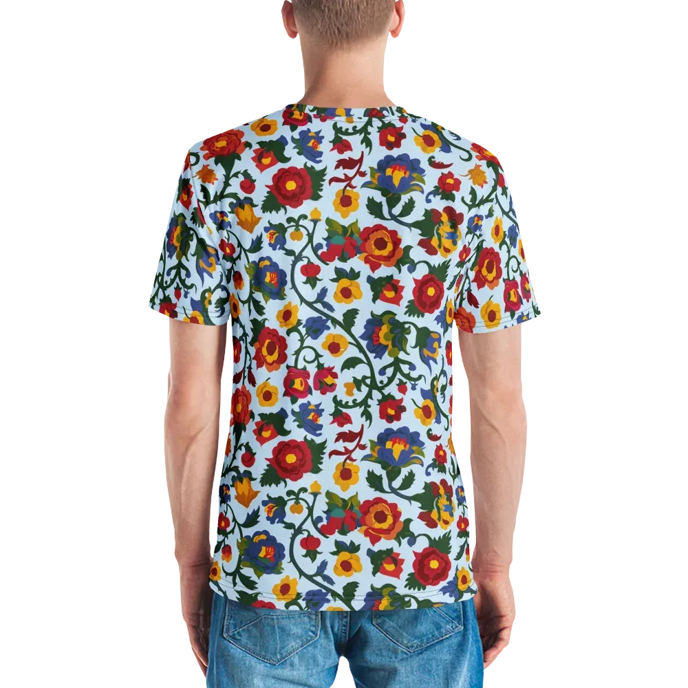 Brocade Bloom on Men's Crew Neck T-Shirt — Back