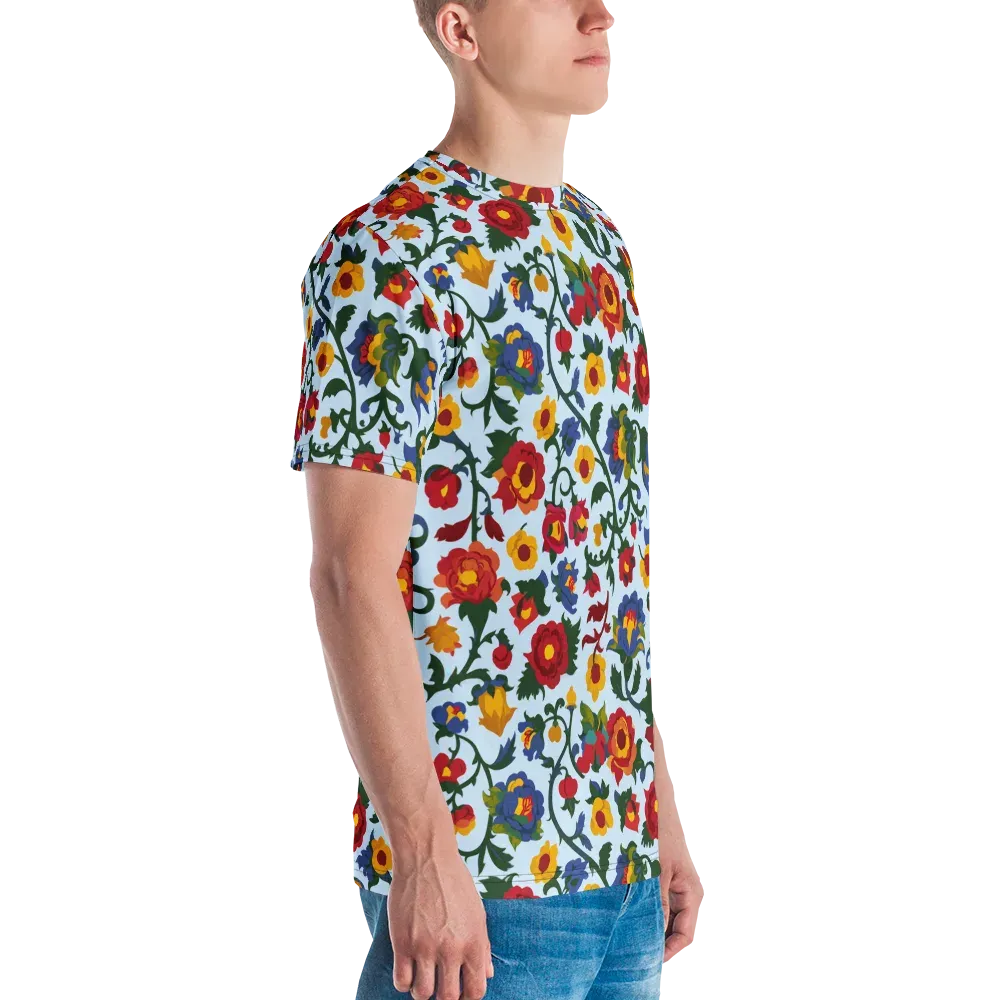 Brocade Bloom on Men's Crew Neck T-Shirt — Right