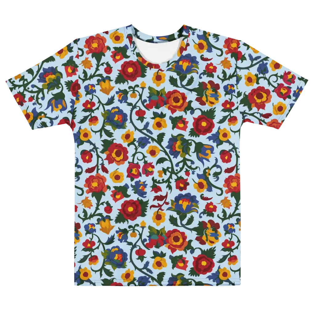 Brocade Bloom on Men's Crew Neck T-Shirt — Front