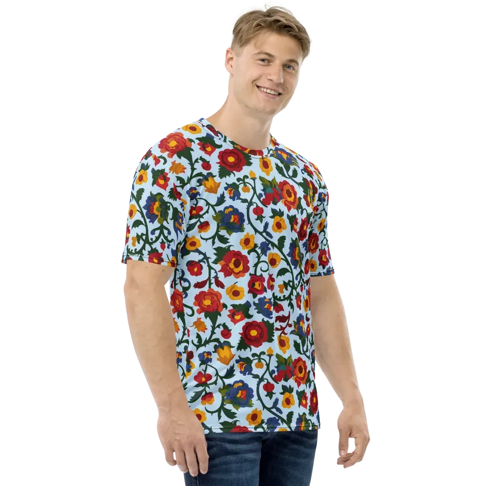 Brocade Bloom on Men's Crew Neck T-Shirt — Right