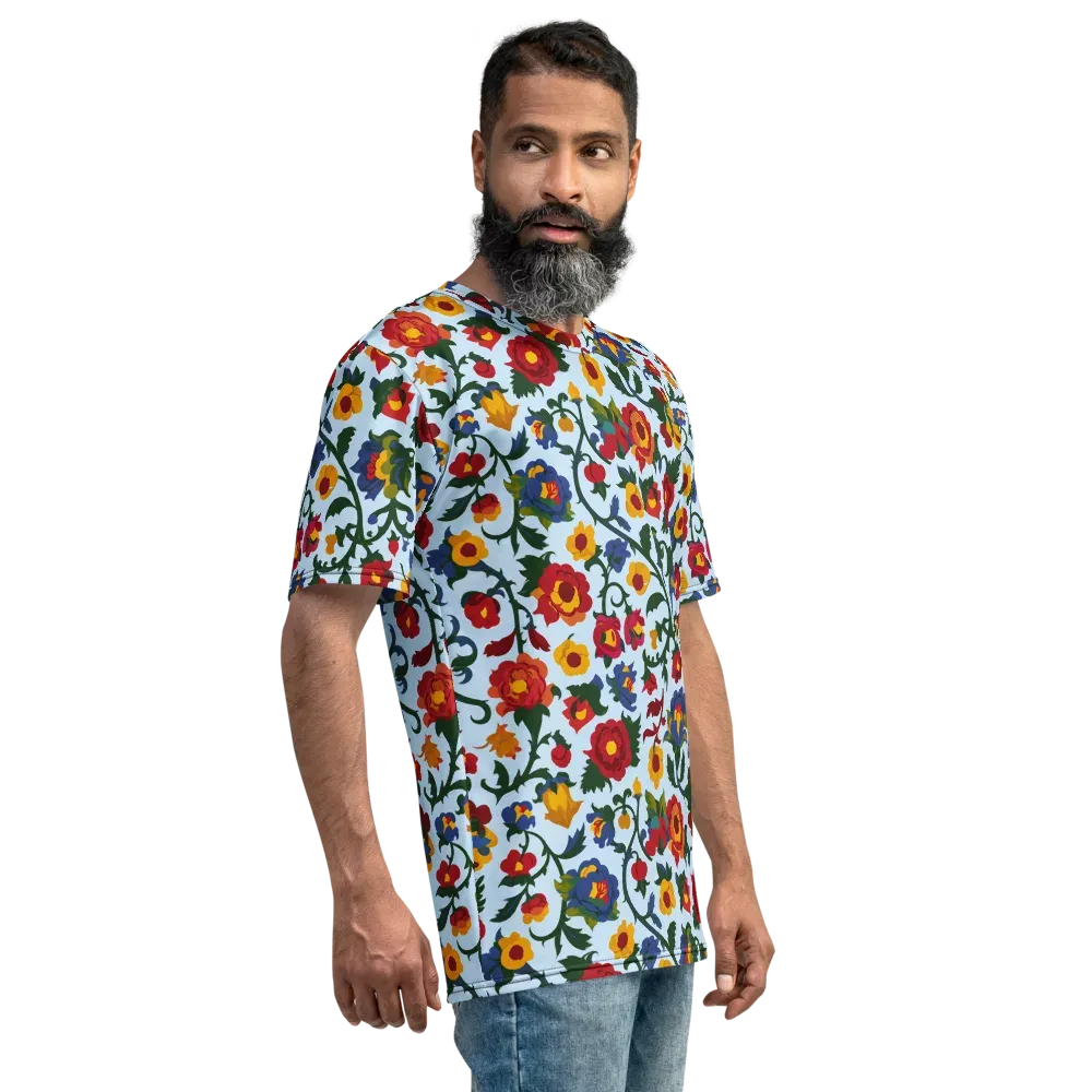 Brocade Bloom on Men's Crew Neck T-Shirt — Right