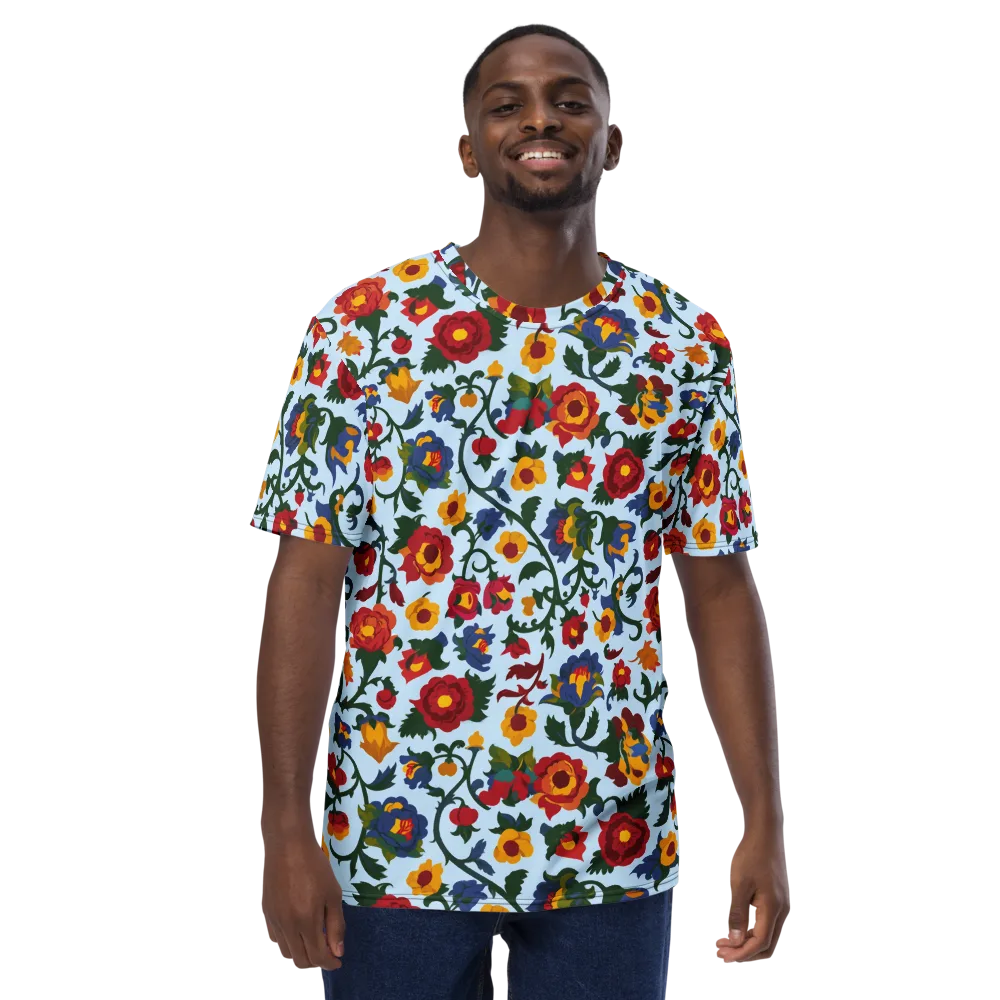 Brocade Bloom on Men's Crew Neck T-Shirt — Front