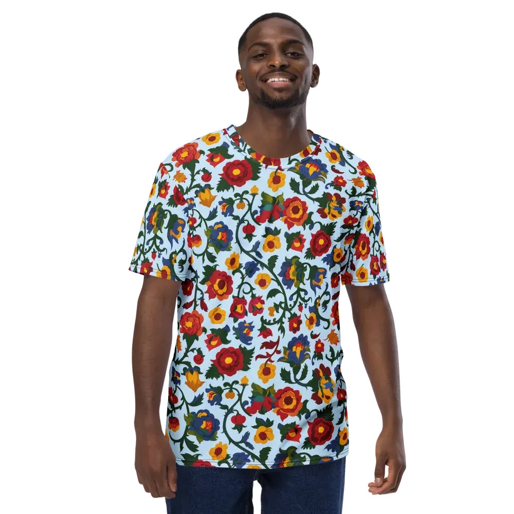 Brocade Bloom on Men's Crew Neck T-Shirt — Front