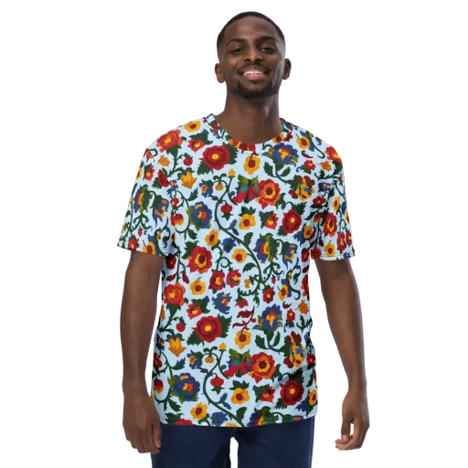 Brocade Bloom on a Men's Crew Neck T-Shirt