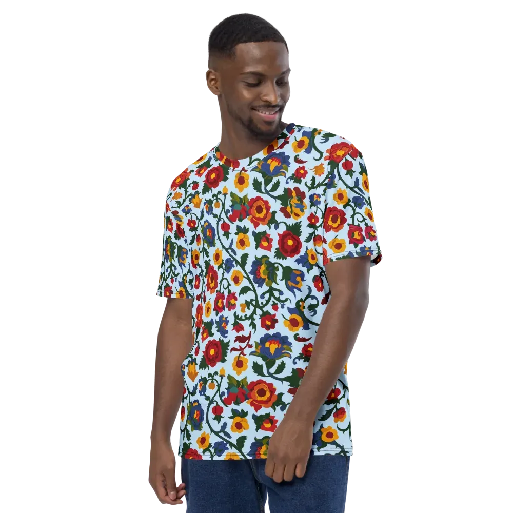 Brocade Bloom on Men's Crew Neck T-Shirt — Left