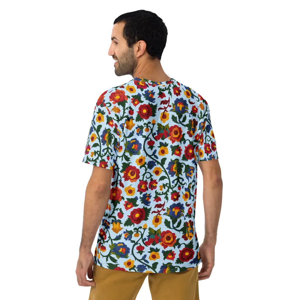 Brocade Bloom on Men's Crew Neck T-Shirt — Back