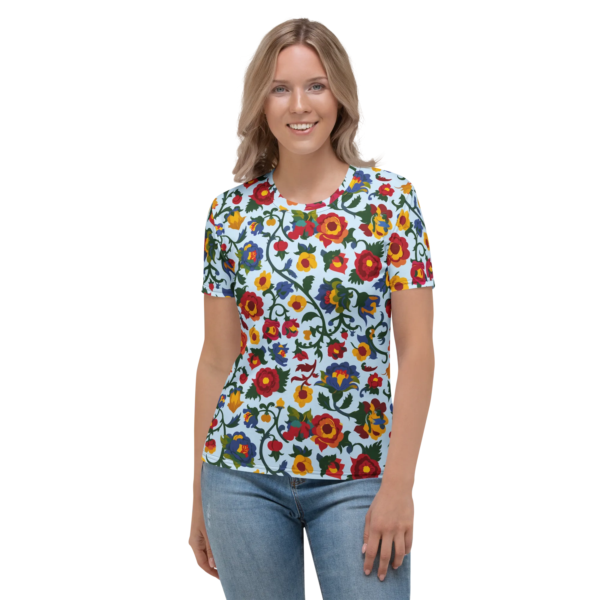 Brocade Bloom on Women's Crew Neck T-Shirt — Front
