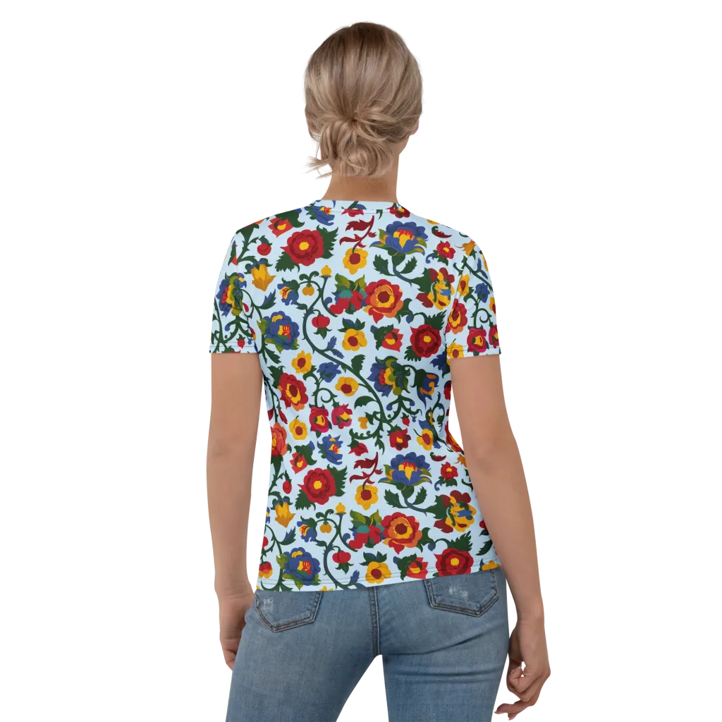 Brocade Bloom on Women's Crew Neck T-Shirt — Back
