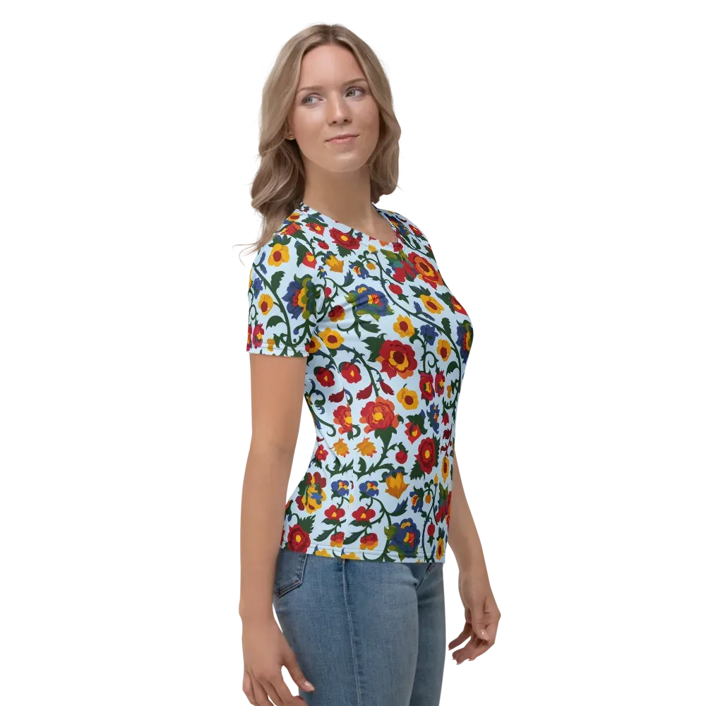 Brocade Bloom on Women's Crew Neck T-Shirt — Right