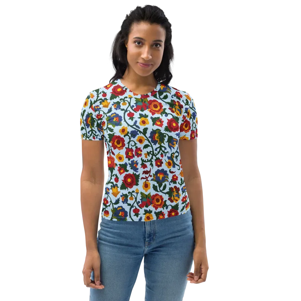 Brocade Bloom on Women's Crew Neck T-Shirt — Front