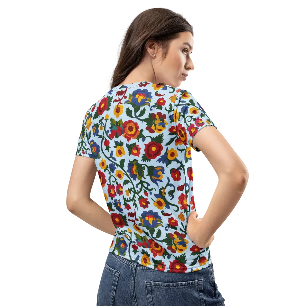 Brocade Bloom on Women's Crew Neck T-Shirt — Back