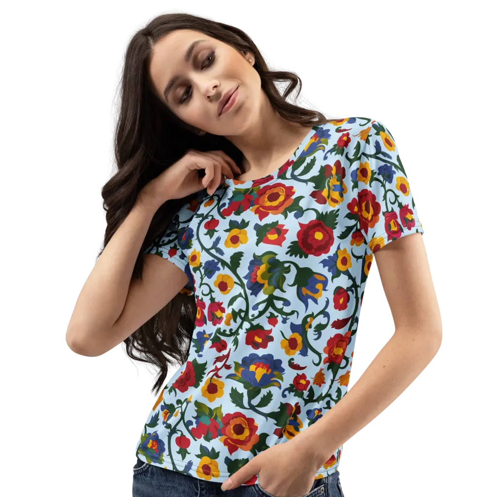 Brocade Bloom on Women's Crew Neck T-Shirt — Left Front