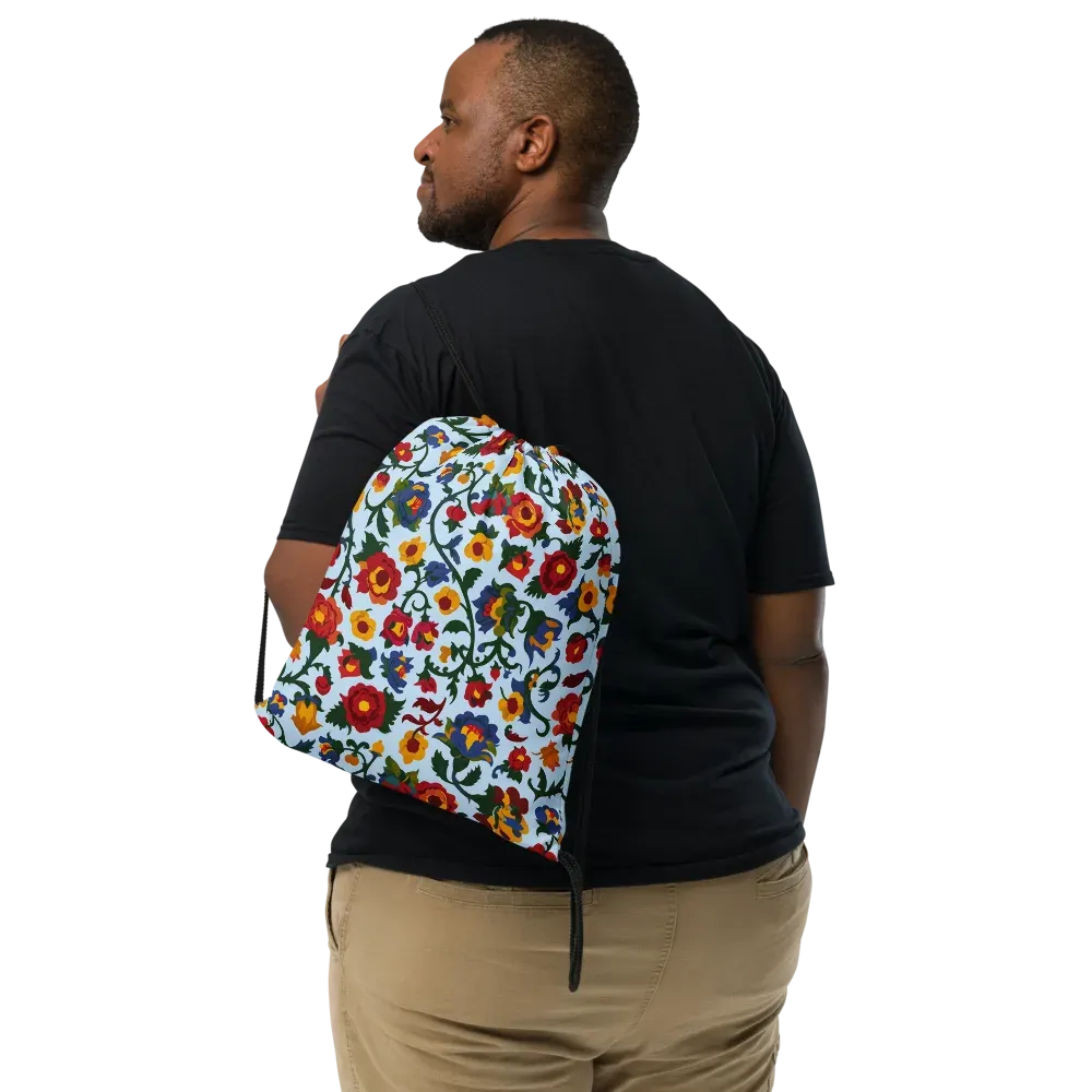 Brocade Bloom on Drawstring Bag — Front