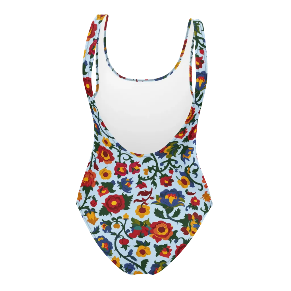 Brocade Bloom on One-Piece Swimsuit — Back