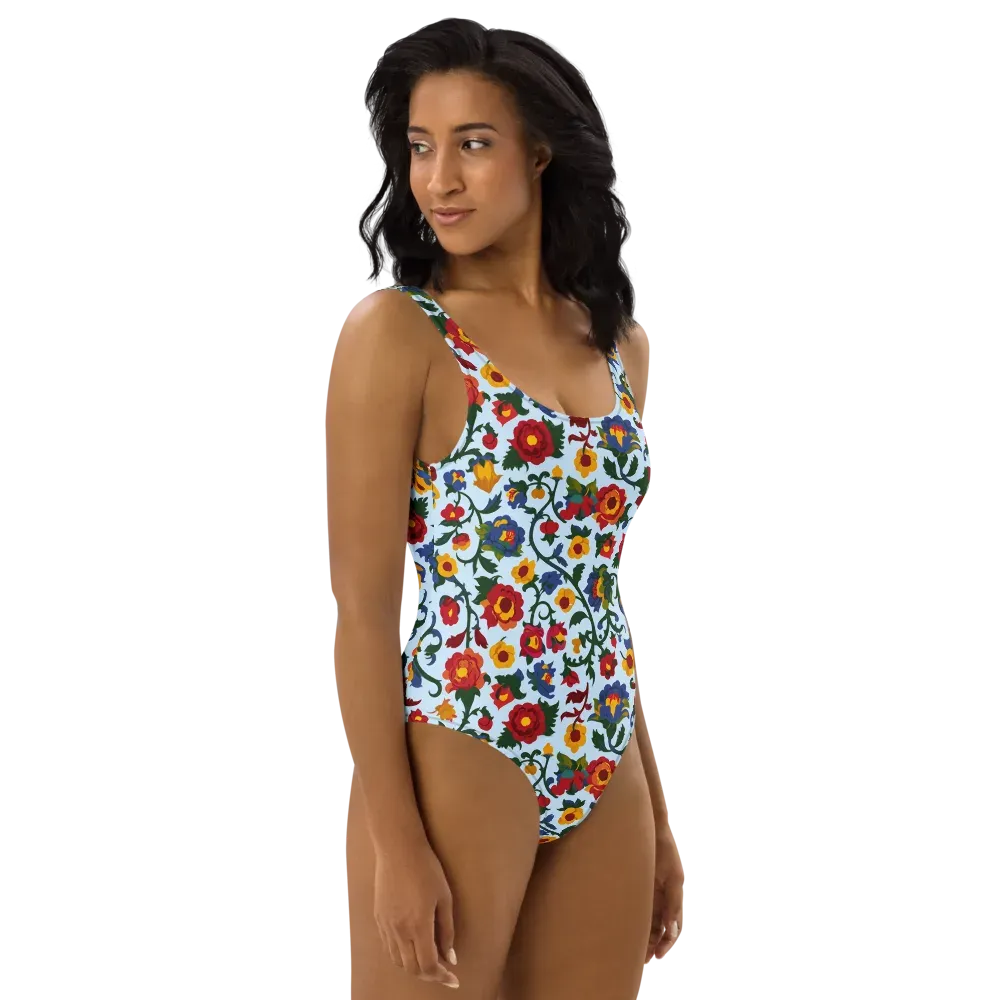 Brocade Bloom on One-Piece Swimsuit — Right
