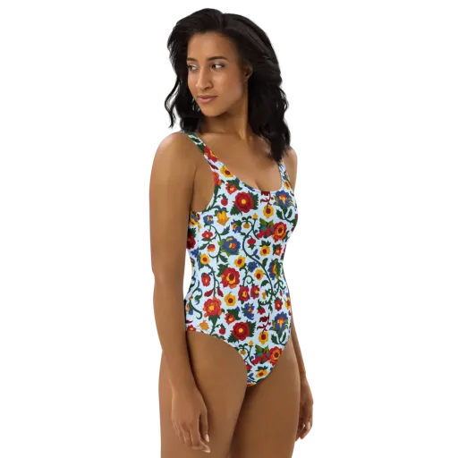 Brocade Bloom on a One-Piece Swimsuit