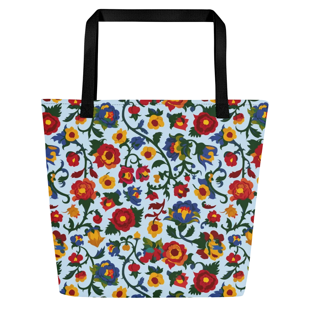 Brocade Bloom on Large Tote Bag W/ Pocket — Front