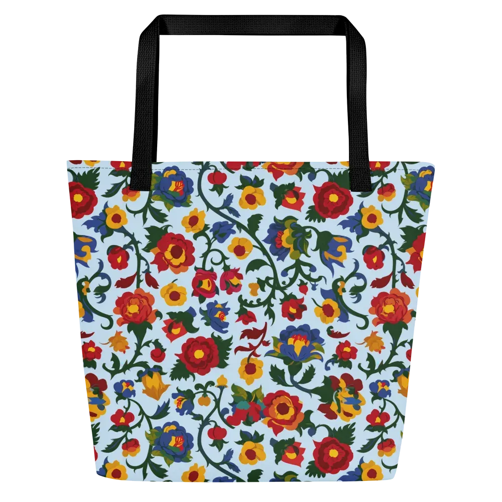 Brocade Bloom on Large Tote Bag W/ Pocket — Front