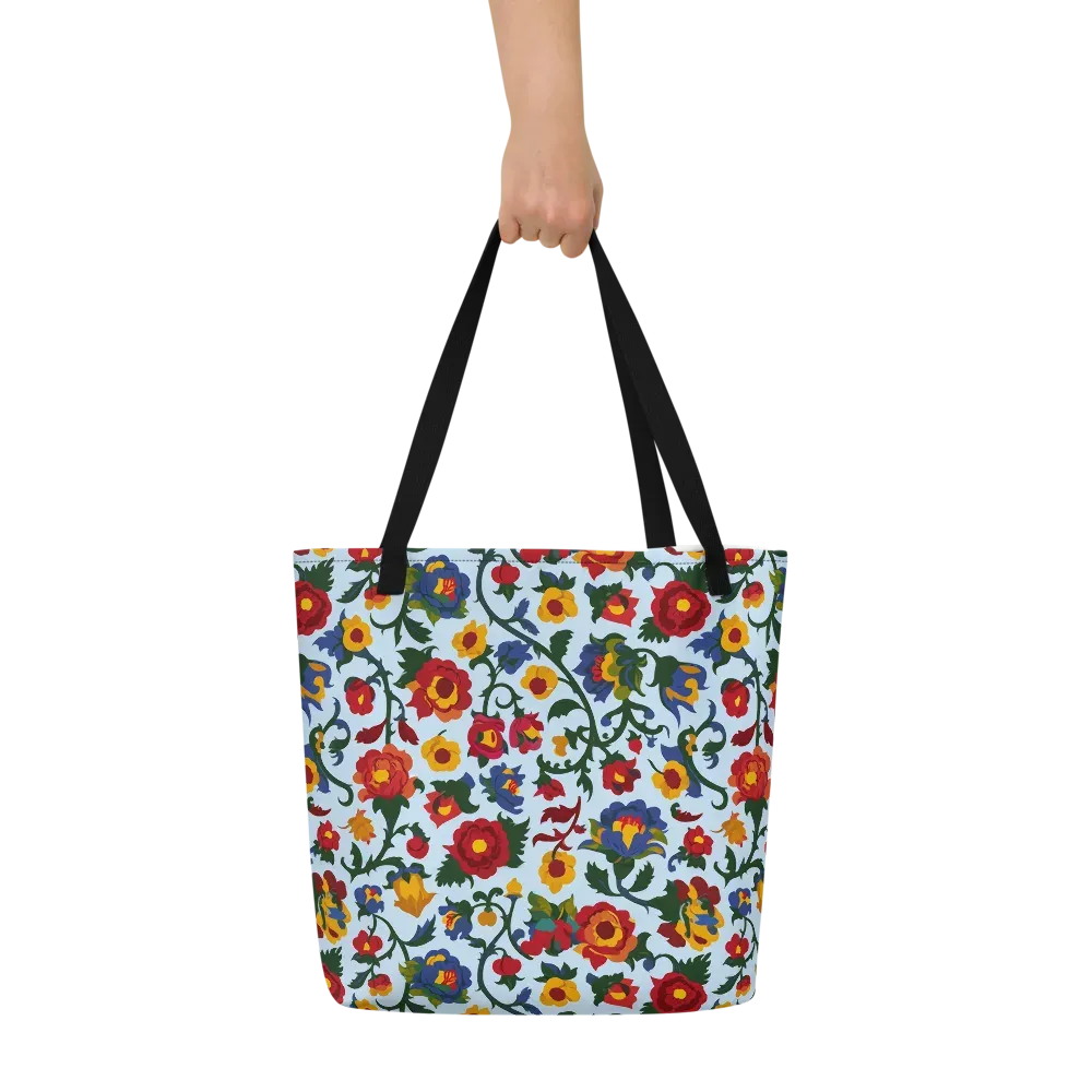Brocade Bloom on Large Tote Bag W/ Pocket — Front
