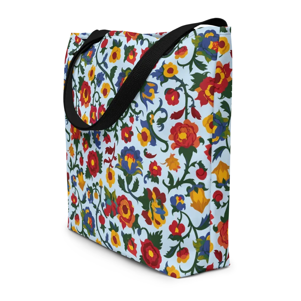 Brocade Bloom on Large Tote Bag W/ Pocket — Front
