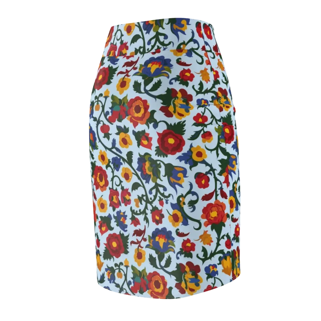 Brocade Bloom on Pencil Skirt — Back Side