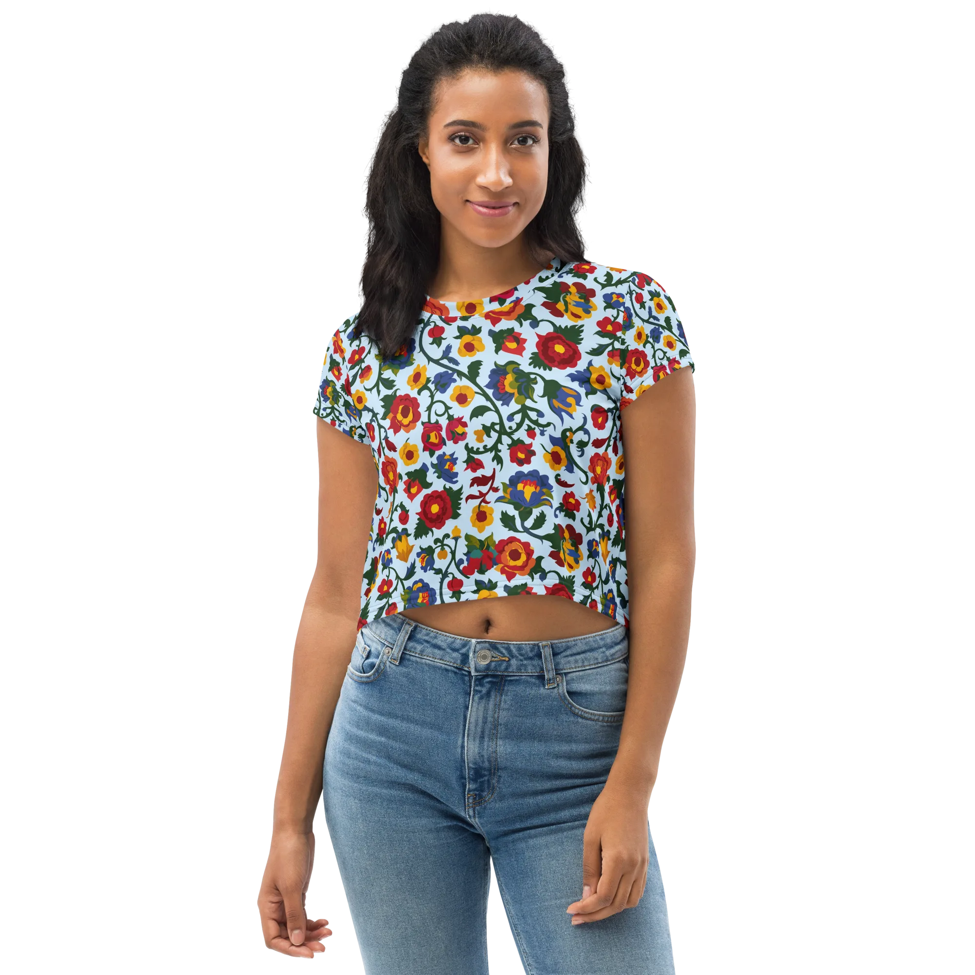Brocade Bloom on Crop Tee — Front