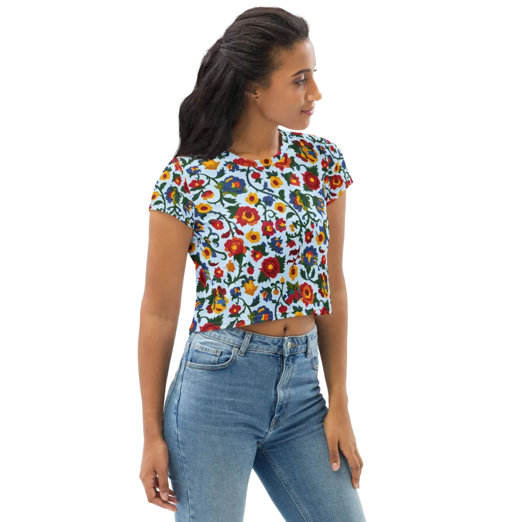 Brocade Bloom on Crop Tee — Right Front