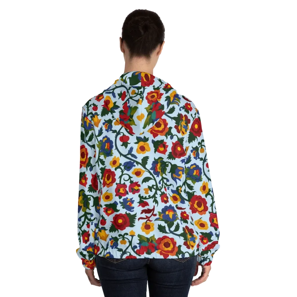 Brocade Bloom on Women's Full-Zip Hoodie — Back On Person