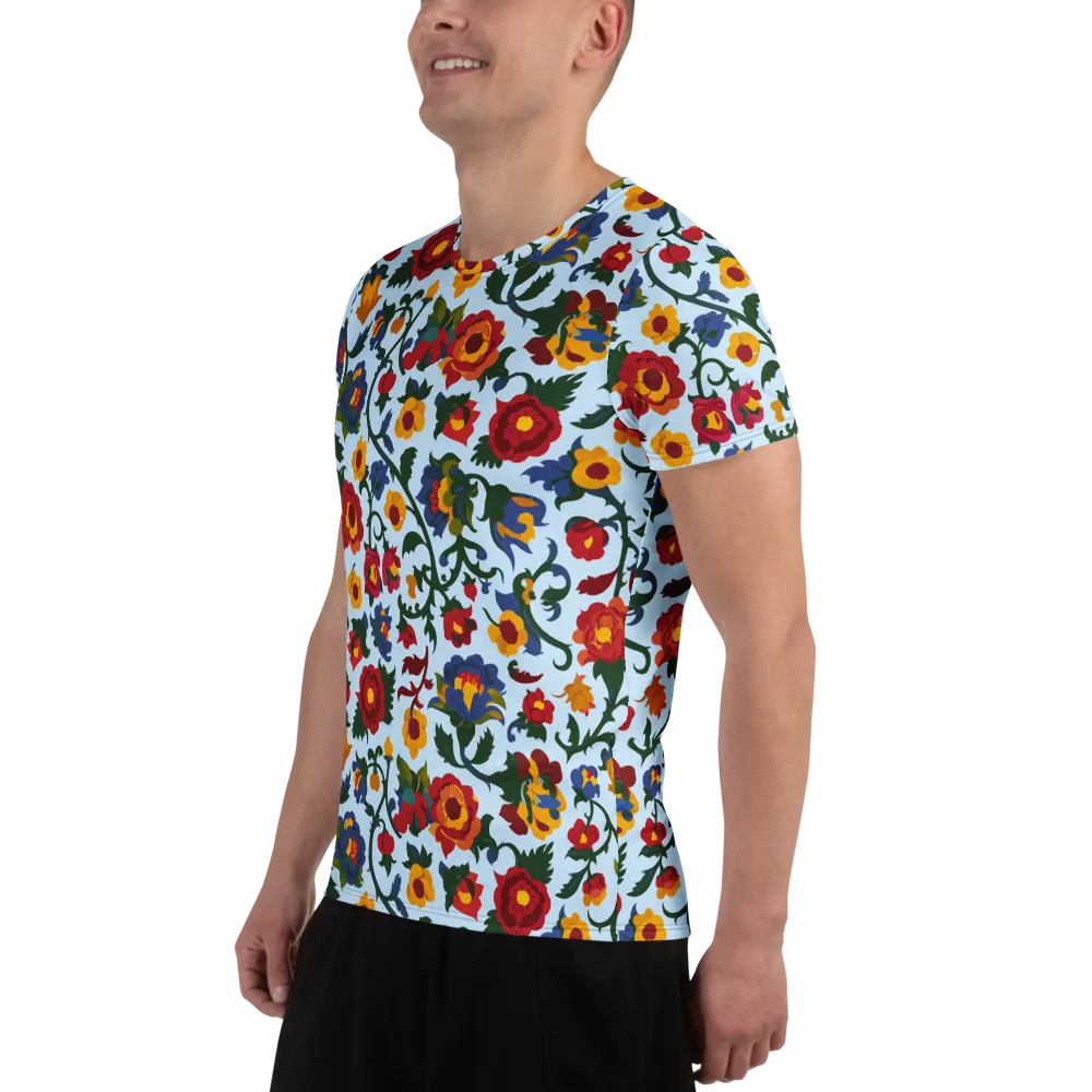 Brocade Bloom on Men's Athletic T-Shirt — Left