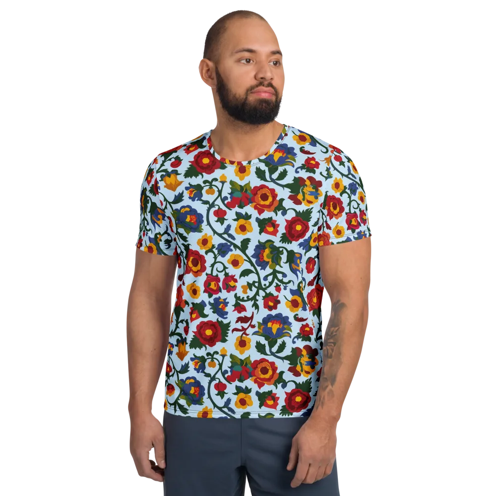 Brocade Bloom on Men's Athletic T-Shirt — Front
