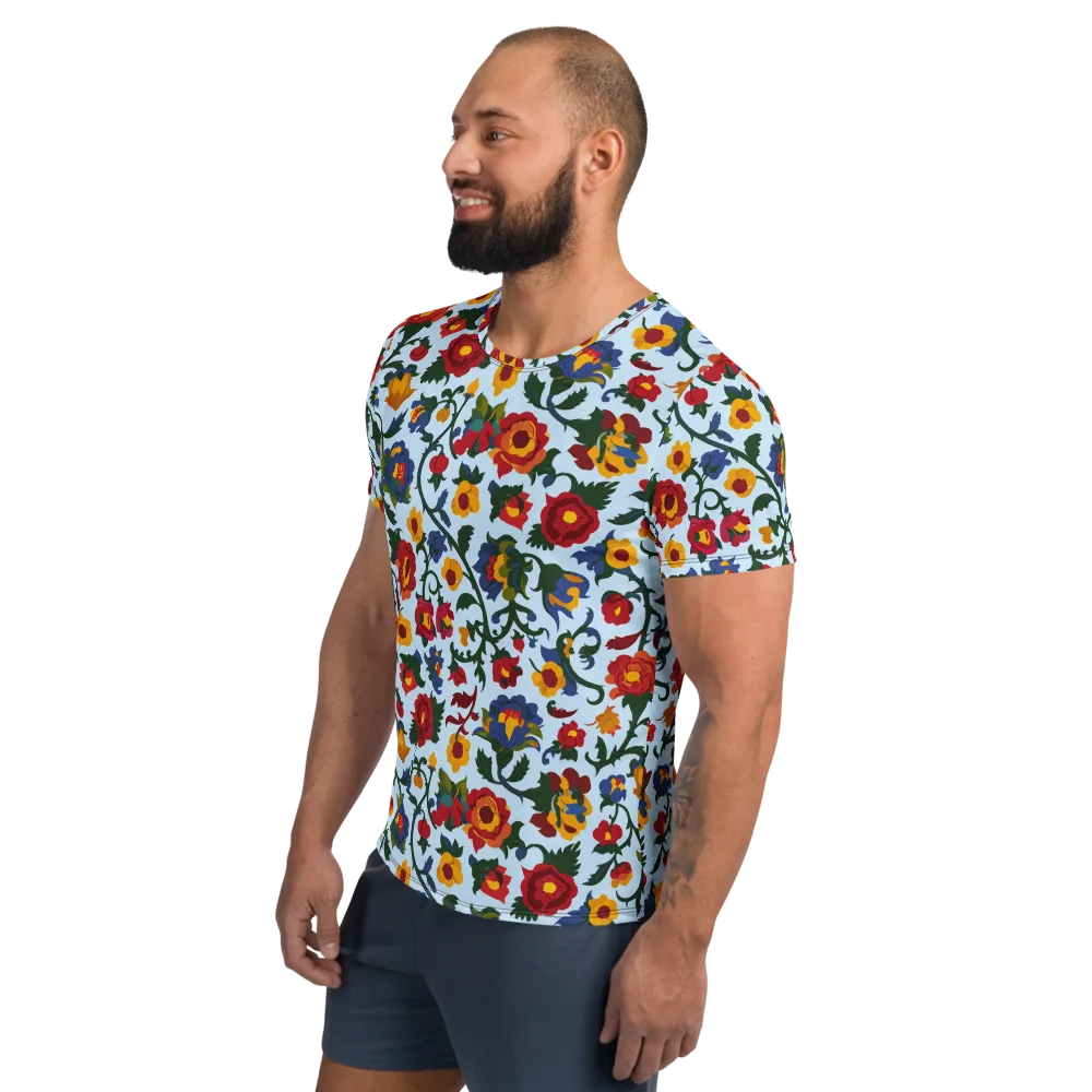 Brocade Bloom on Men's Athletic T-Shirt — Left
