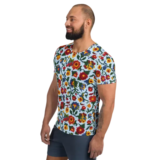 Brocade Bloom on a Men's Athletic T-Shirt