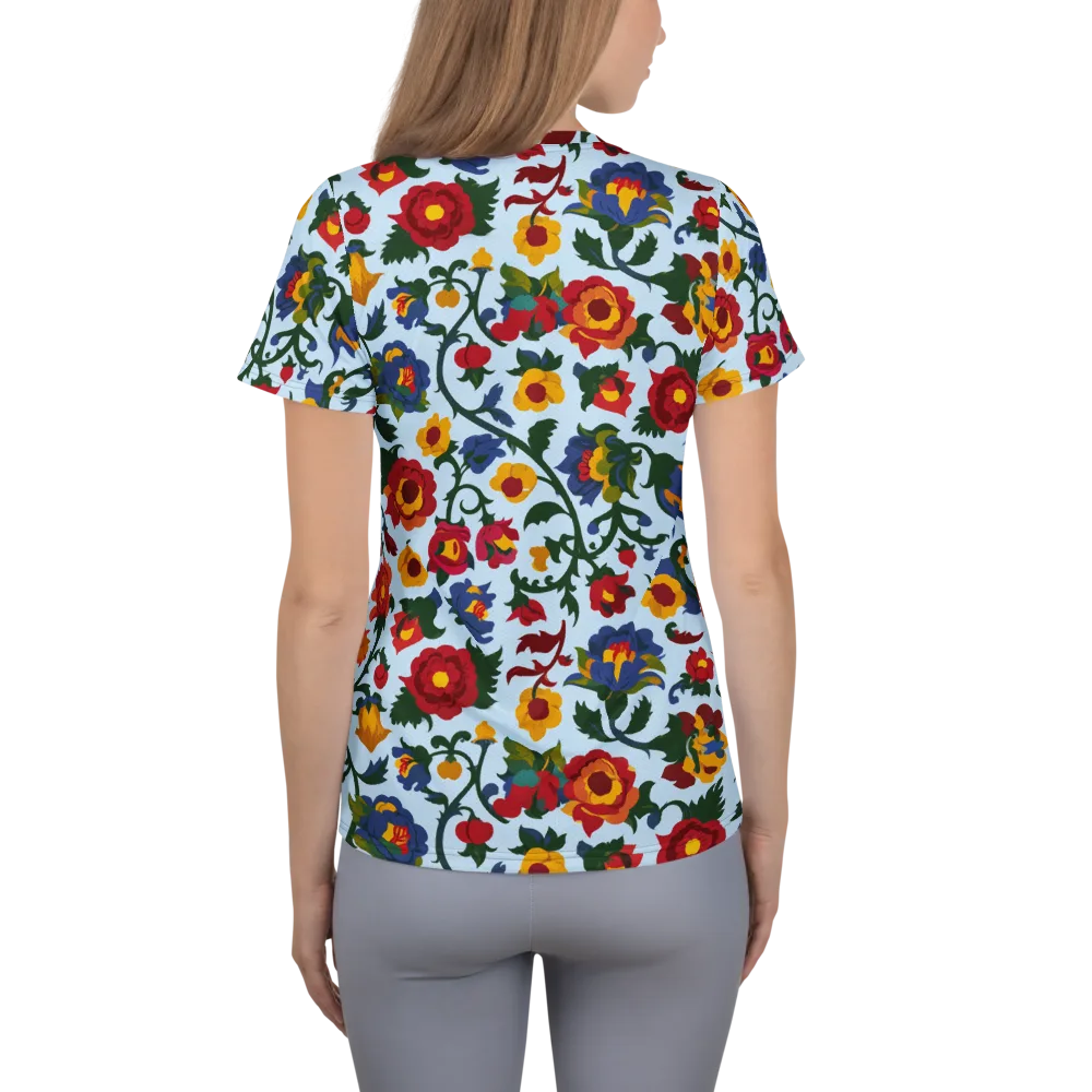Brocade Bloom on Women's Athletic T-Shirt — Back