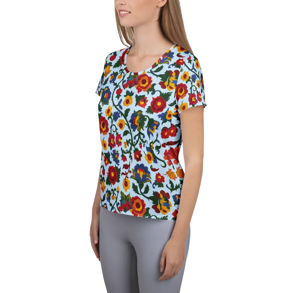 Brocade Bloom on Women's Athletic T-Shirt — Left