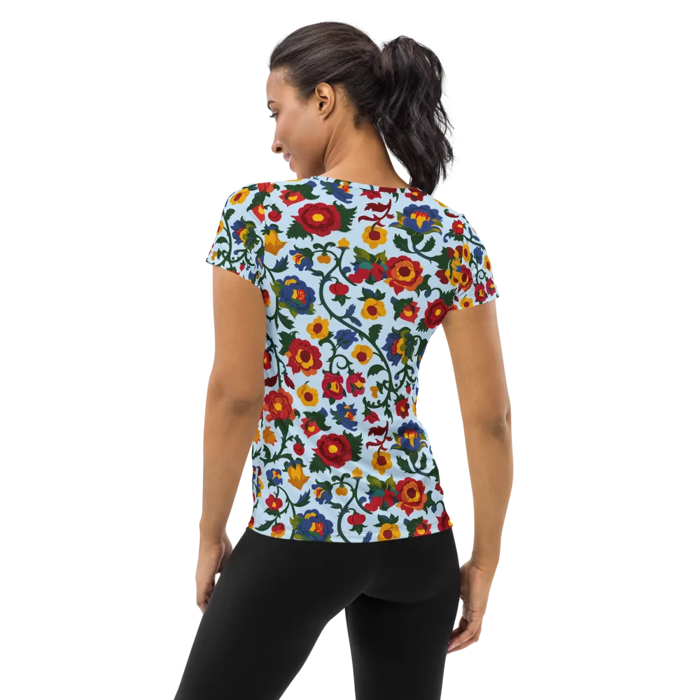 Brocade Bloom on Women's Athletic T-Shirt — Back