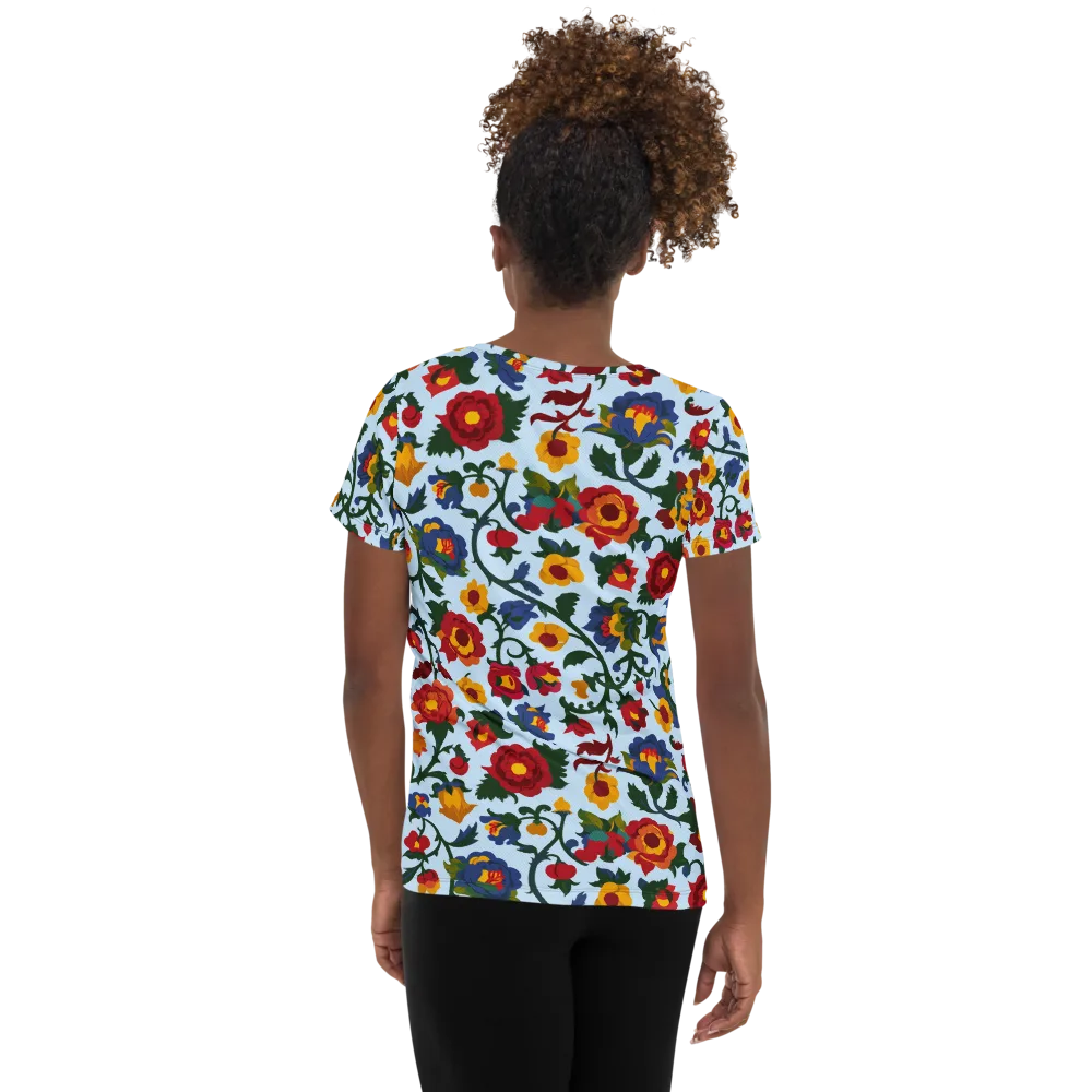 Brocade Bloom on Women's Athletic T-Shirt — Back
