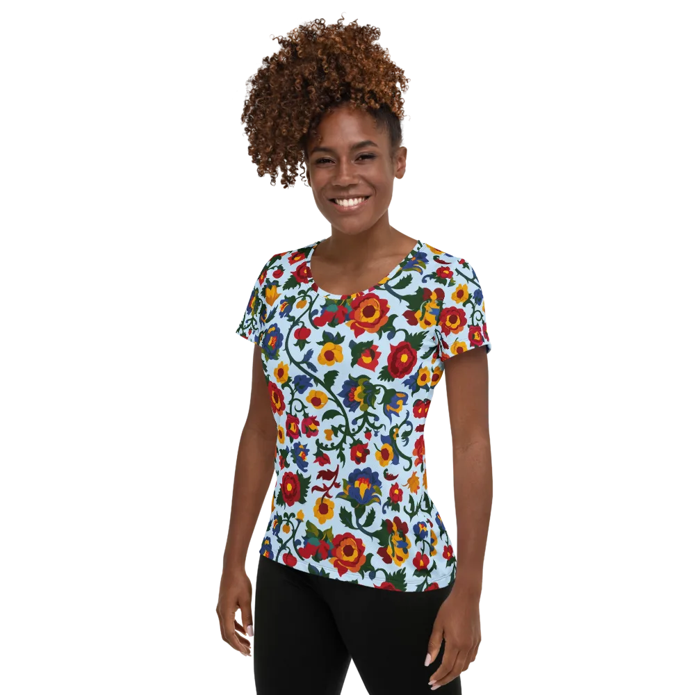 Brocade Bloom on Women's Athletic T-Shirt — Left