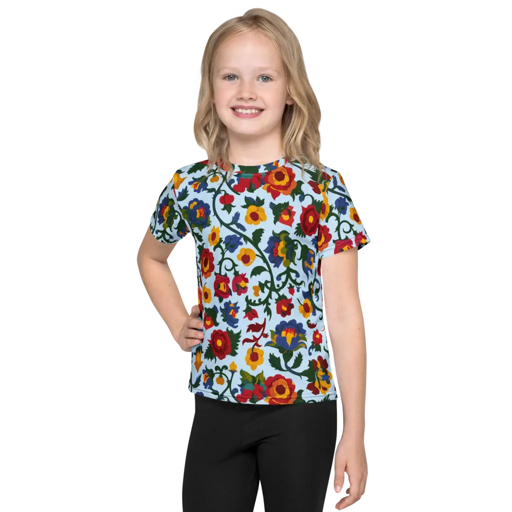 Brocade Bloom on Kids Crew Neck T-Shirt — Front