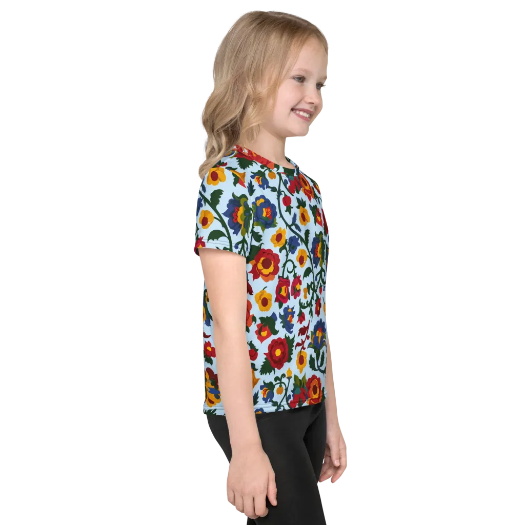 Brocade Bloom on Kids Crew Neck T-Shirt — Right