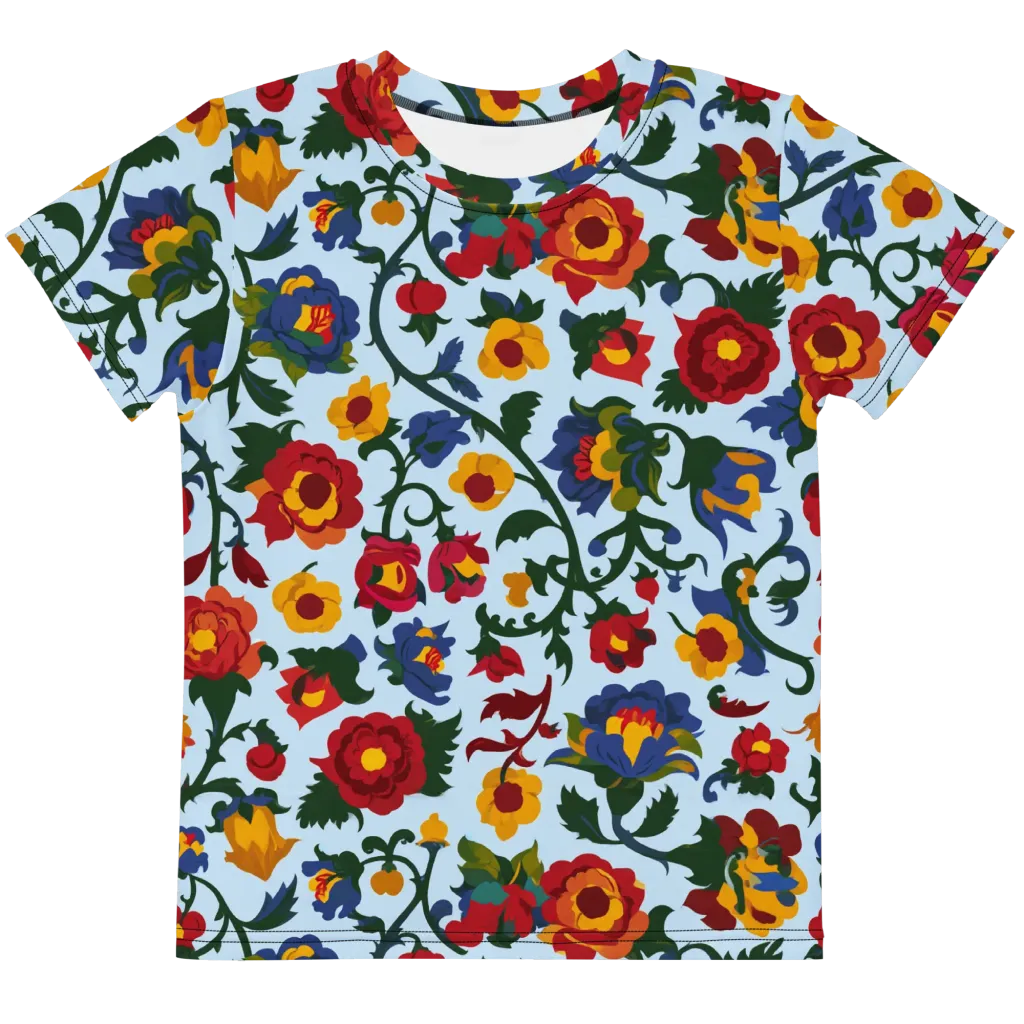 Brocade Bloom on Kids Crew Neck T-Shirt — Front
