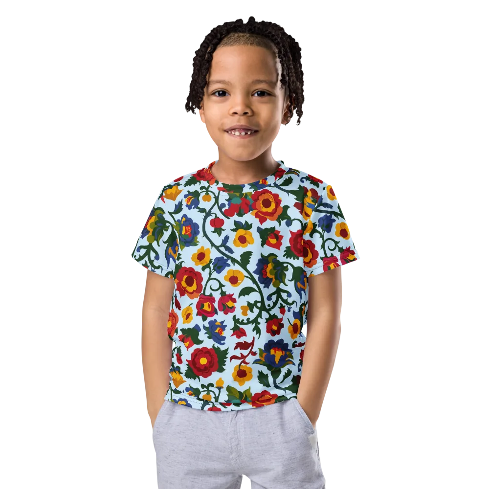 Brocade Bloom on Kids Crew Neck T-Shirt — Front