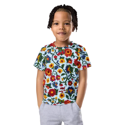 Brocade Bloom on a Kids Crew Neck T-Shirt