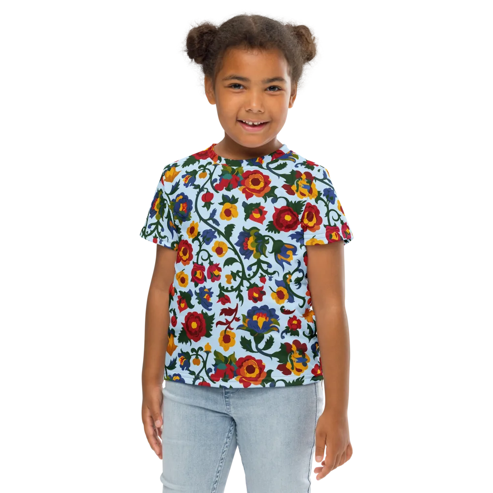Brocade Bloom on Kids Crew Neck T-Shirt — Front