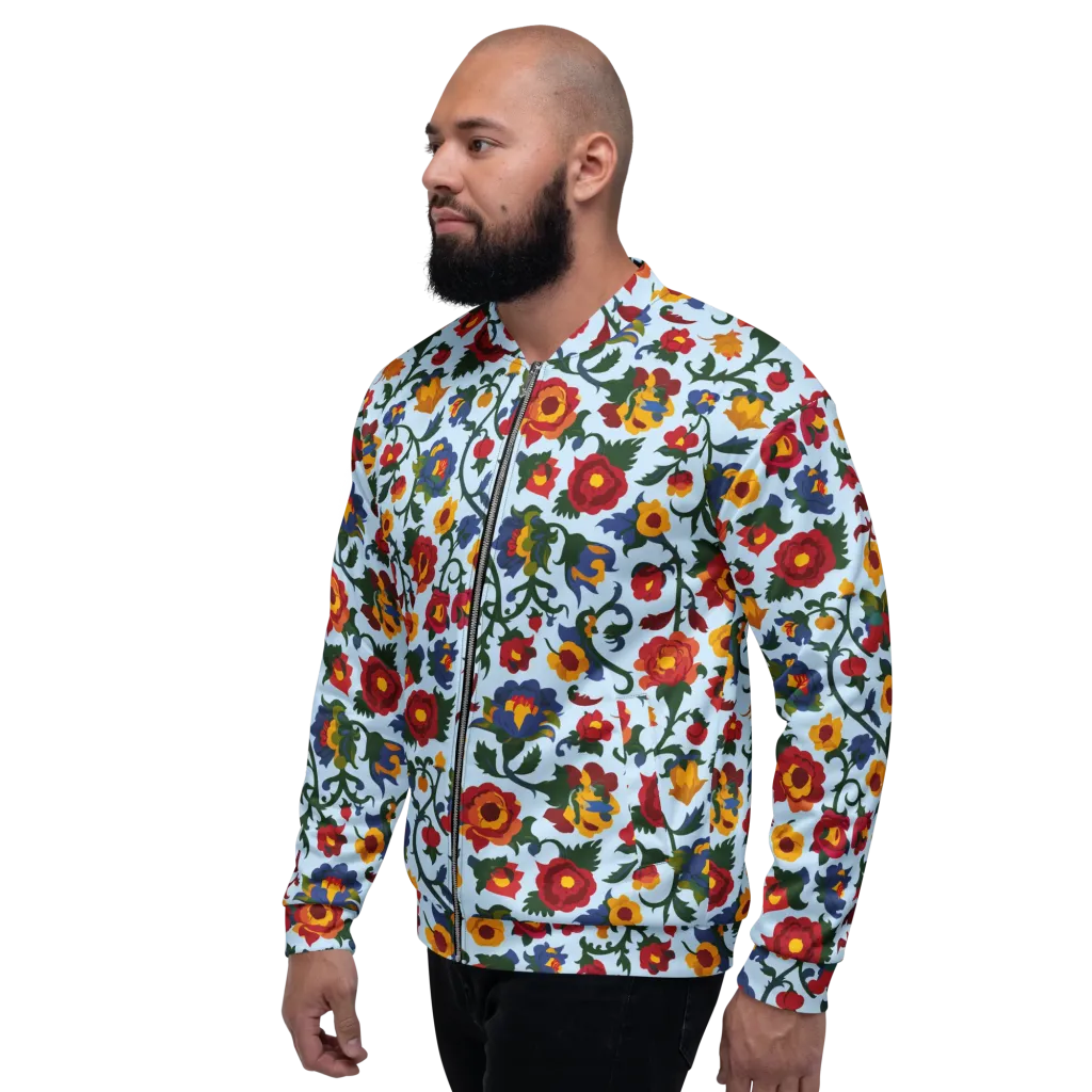 Brocade Bloom on Bomber Jacket — Left