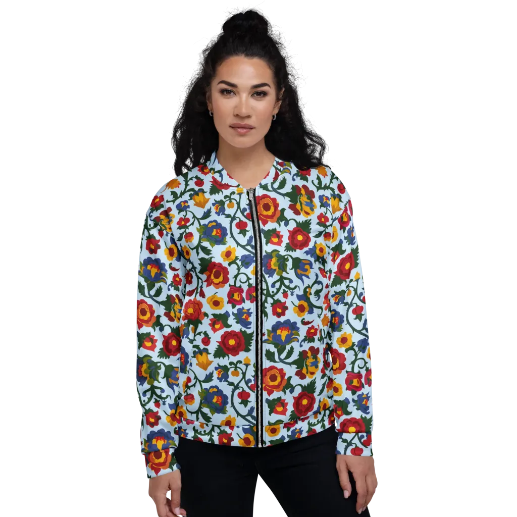 Brocade Bloom on Bomber Jacket — Front