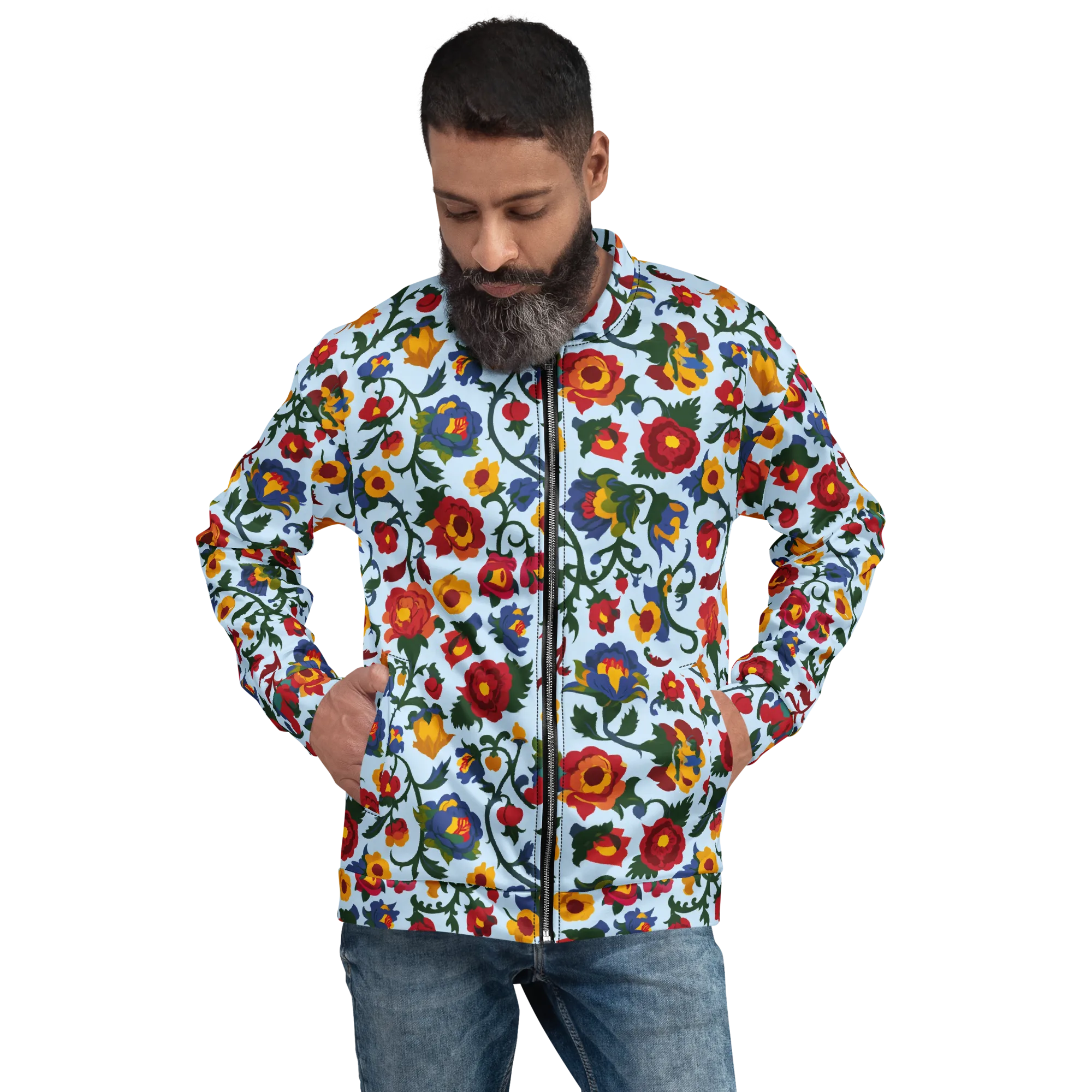 Brocade Bloom on Bomber Jacket — Front