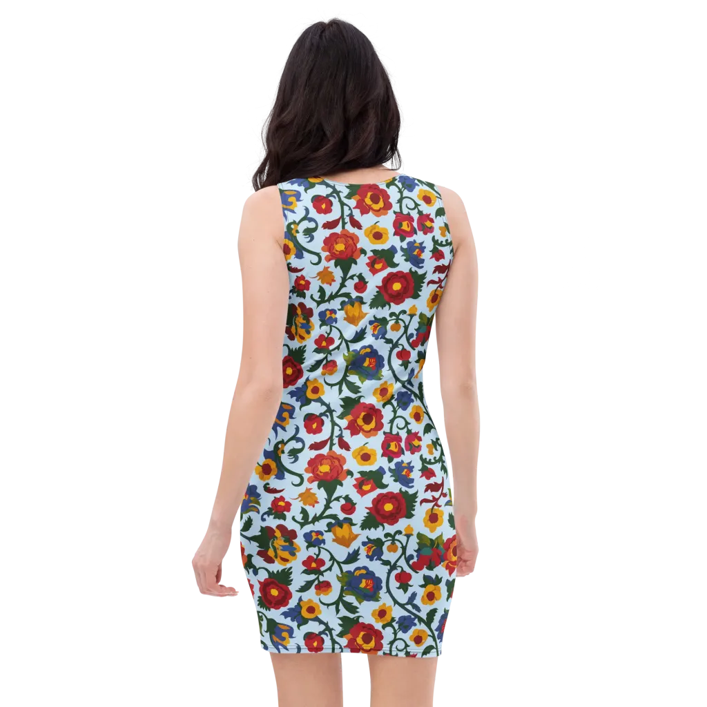 Brocade Bloom on Bodycon Dress — Back