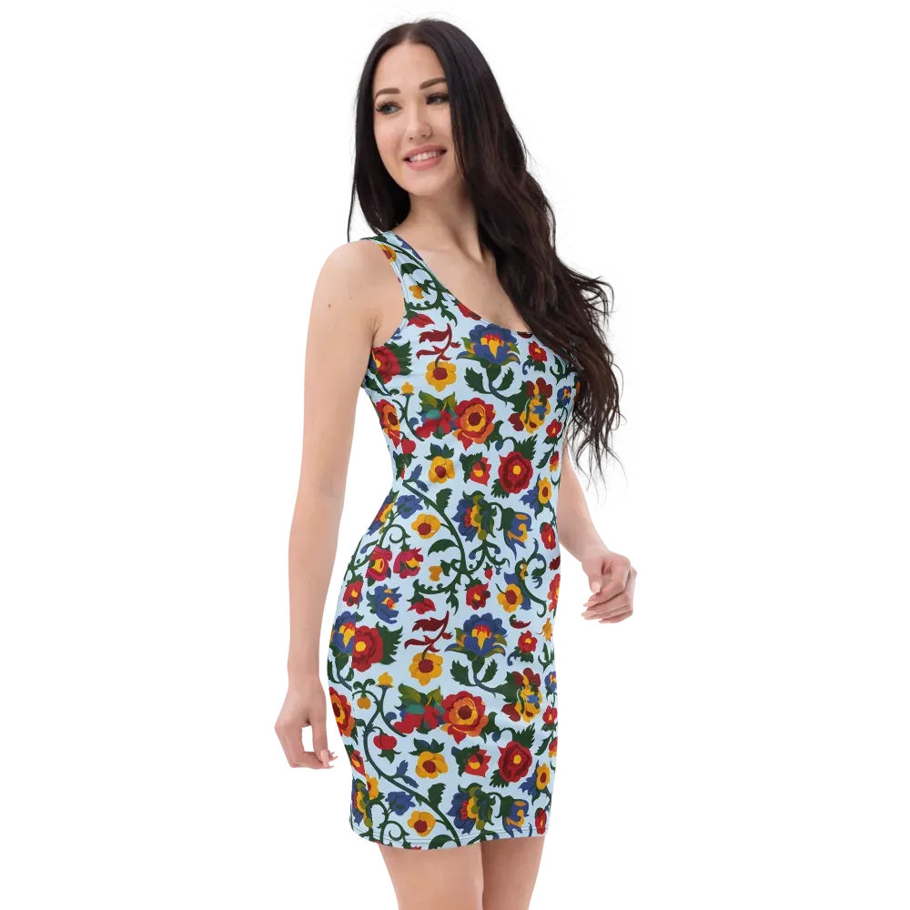 Brocade Bloom on Bodycon Dress — Right Front