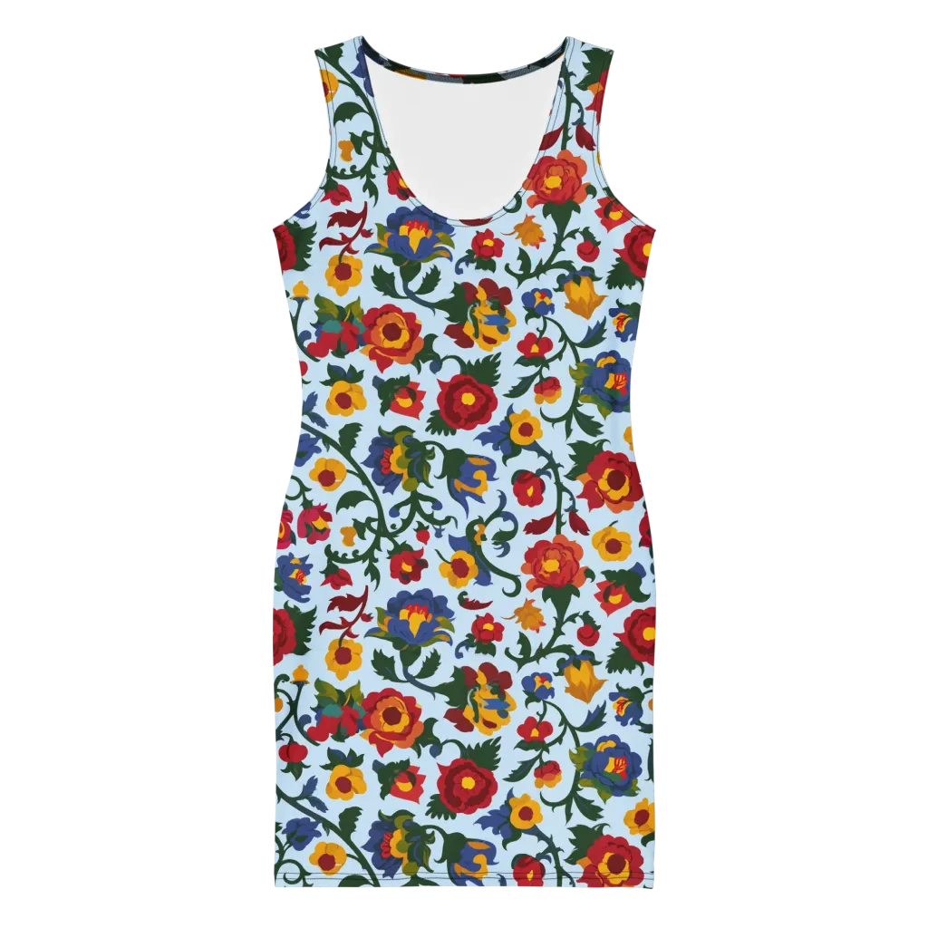 Brocade Bloom on Bodycon Dress — Front