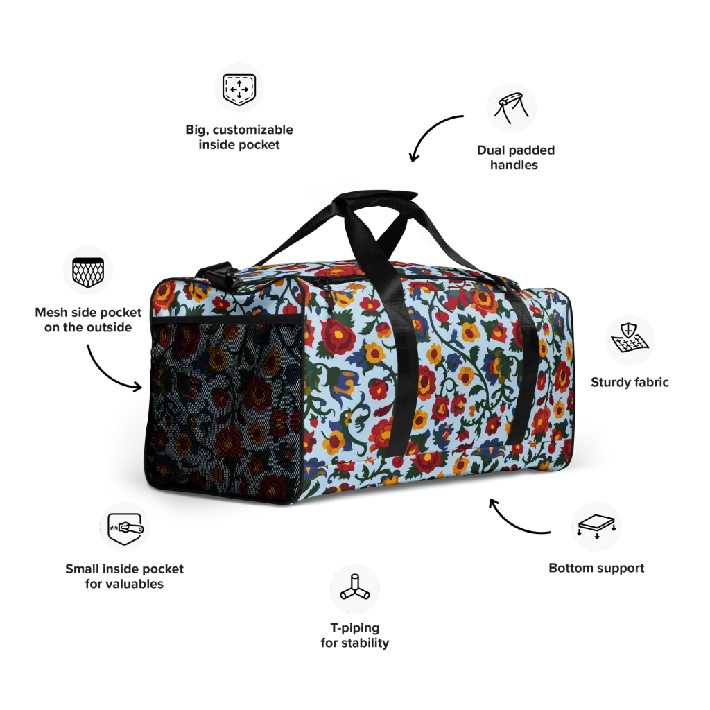 Brocade Bloom on Duffle Bag — Right Front